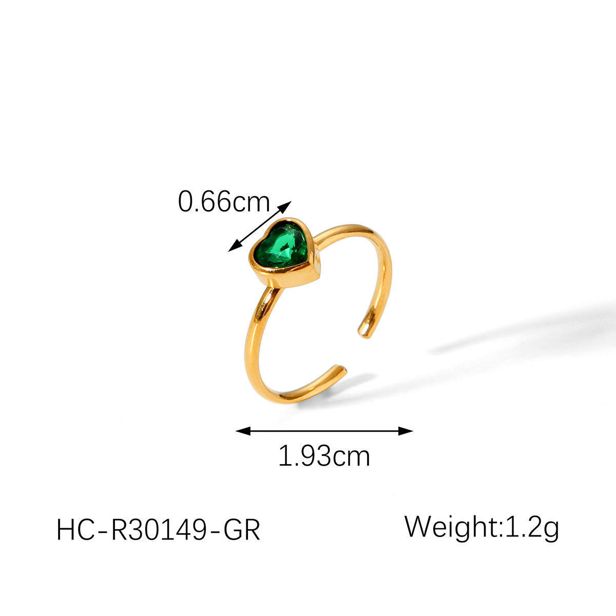French-style Light Luxury Heart-shaped Diamond-encrusted Stainless Steel Ring for Women, 18k Gold, Non-fading, Open-end Titanium Steel Finger Ring Jewelry