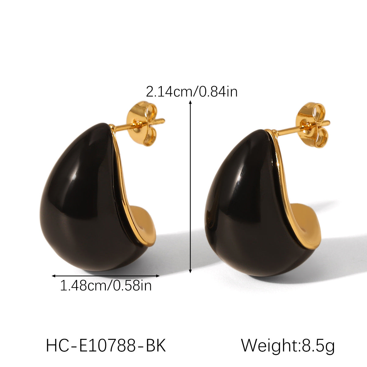 French Vintage Style Resin Drop-shaped Stainless Steel Earrings for Women, High-end Feeling, Non-fading, Titanium Steel Earrings