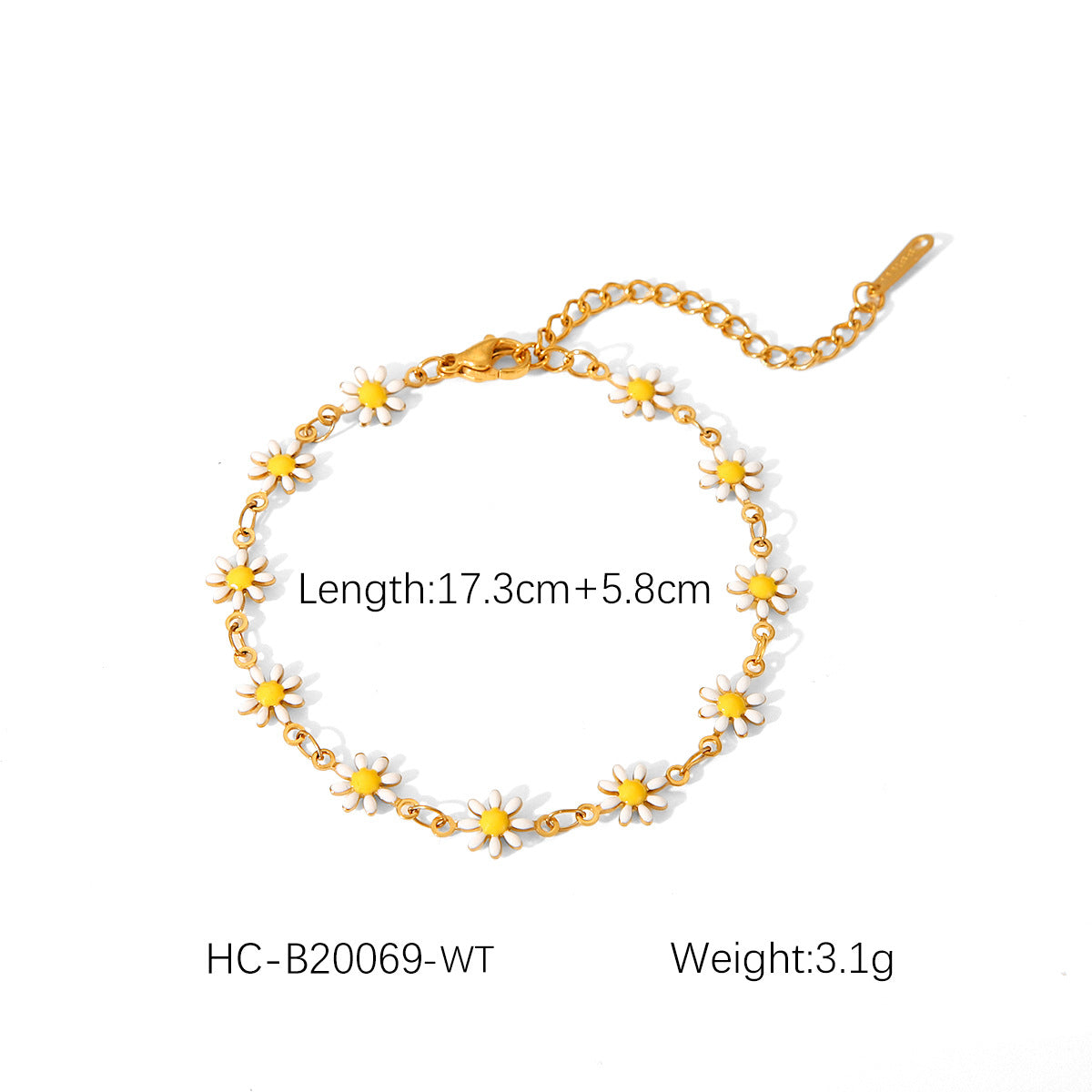 Stainless Steel Drop-oil Daisy Necklace for Women, Versatile Titanium Steel, Non-fading Bracelet Jewelry, Flower Ornament