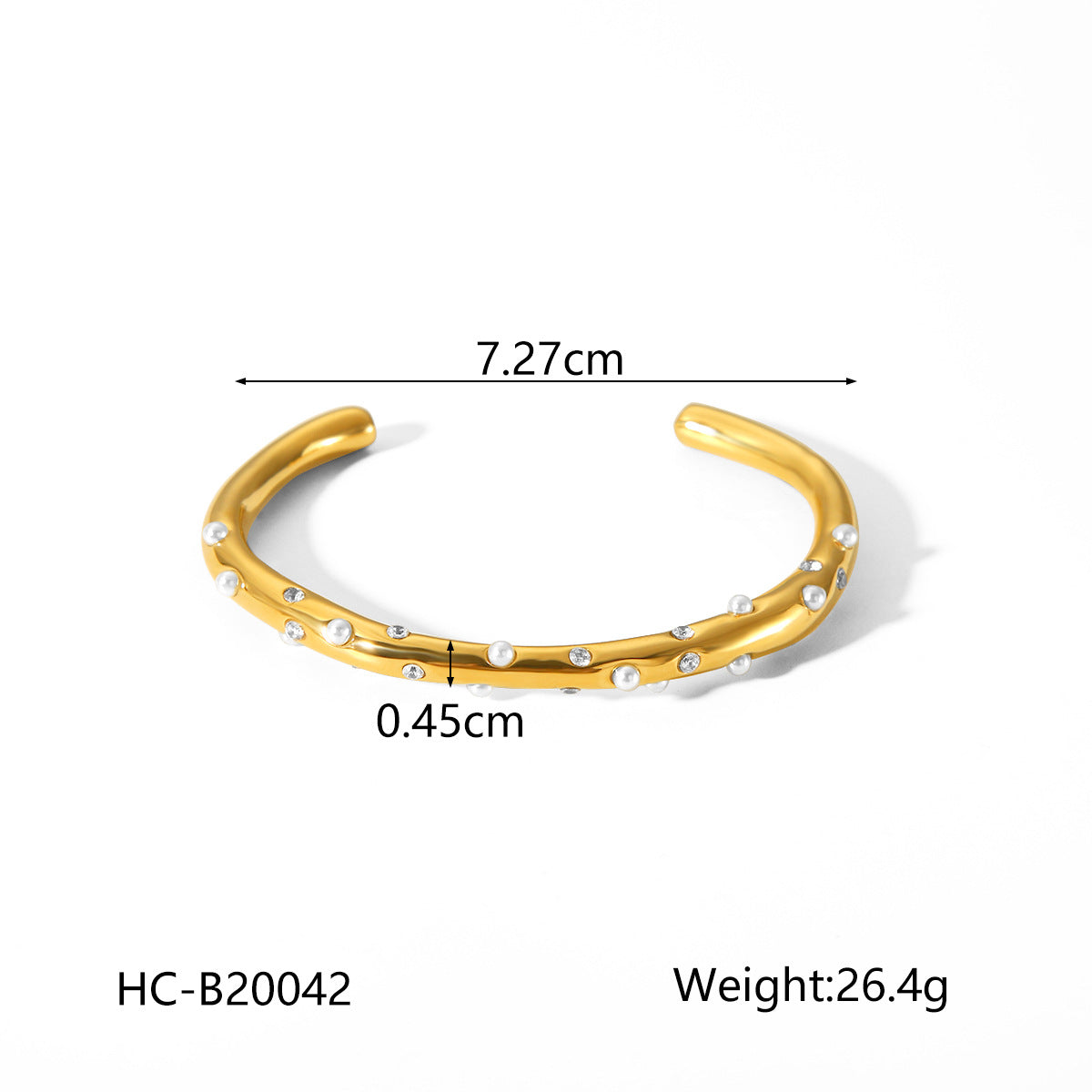 Stainless Steel Bracelet, Irregular Design, Elegant and High-end Feel, Pearl Opening Bracelet, Non-fading, Titanium Steel Jewelry