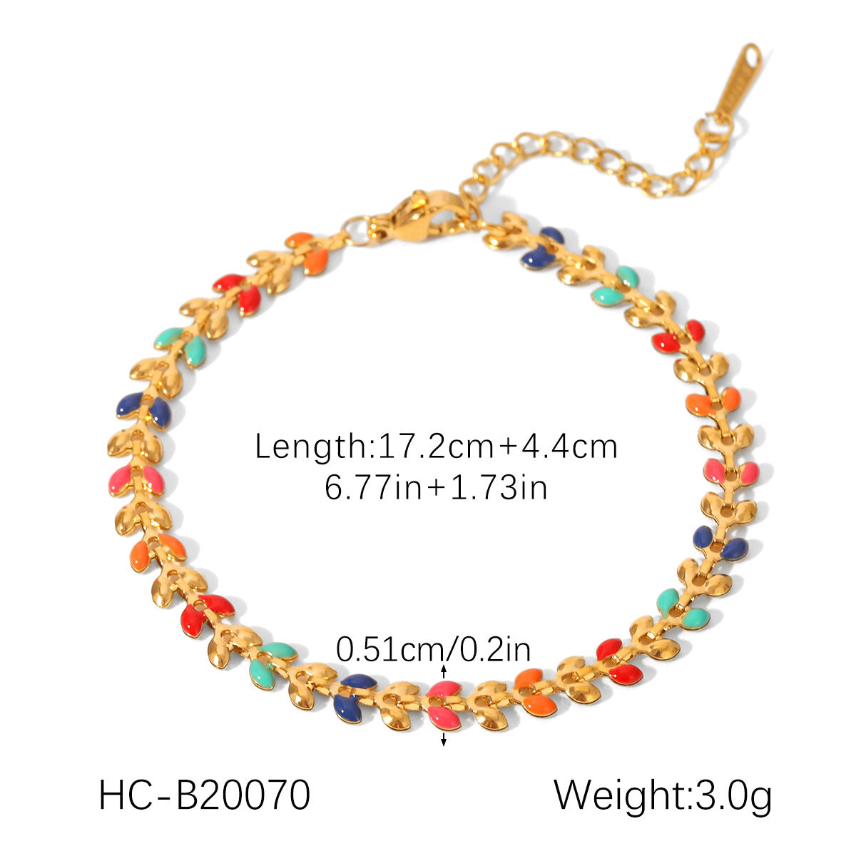 Bohemian-style Stainless Steel Bracelet with Oil-dripped Colored Zircon Hand Jewelry for Women, Non-fading Jewelry