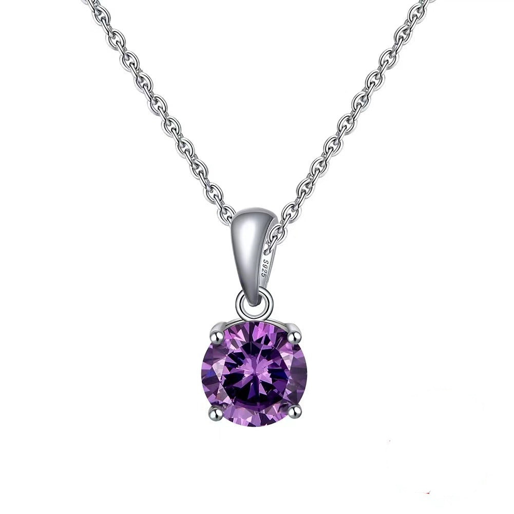Mozambique Diamond Two Carat Pendant Lacy Necklace Colored Gemstone Four Claw Set Zircon Sparkling Necklace for Women