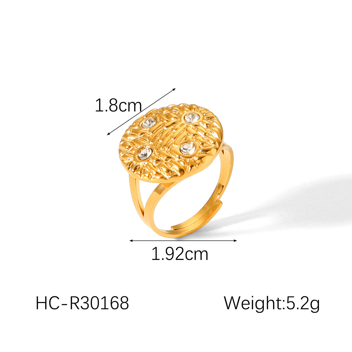 Diamond-encrusted Geometric Stainless Steel Ring for Women 18k Gold White Mother-of-pearl Titanium Steel Finger Ring for Women