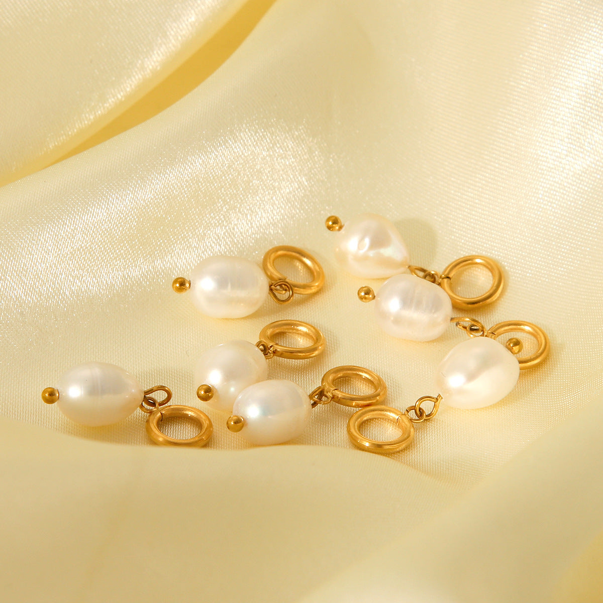 Light Luxury and High-end Freshwater Pearl Stainless Steel Gold-plated Pendant DIY Earrings Necklace Jewelry Accessories