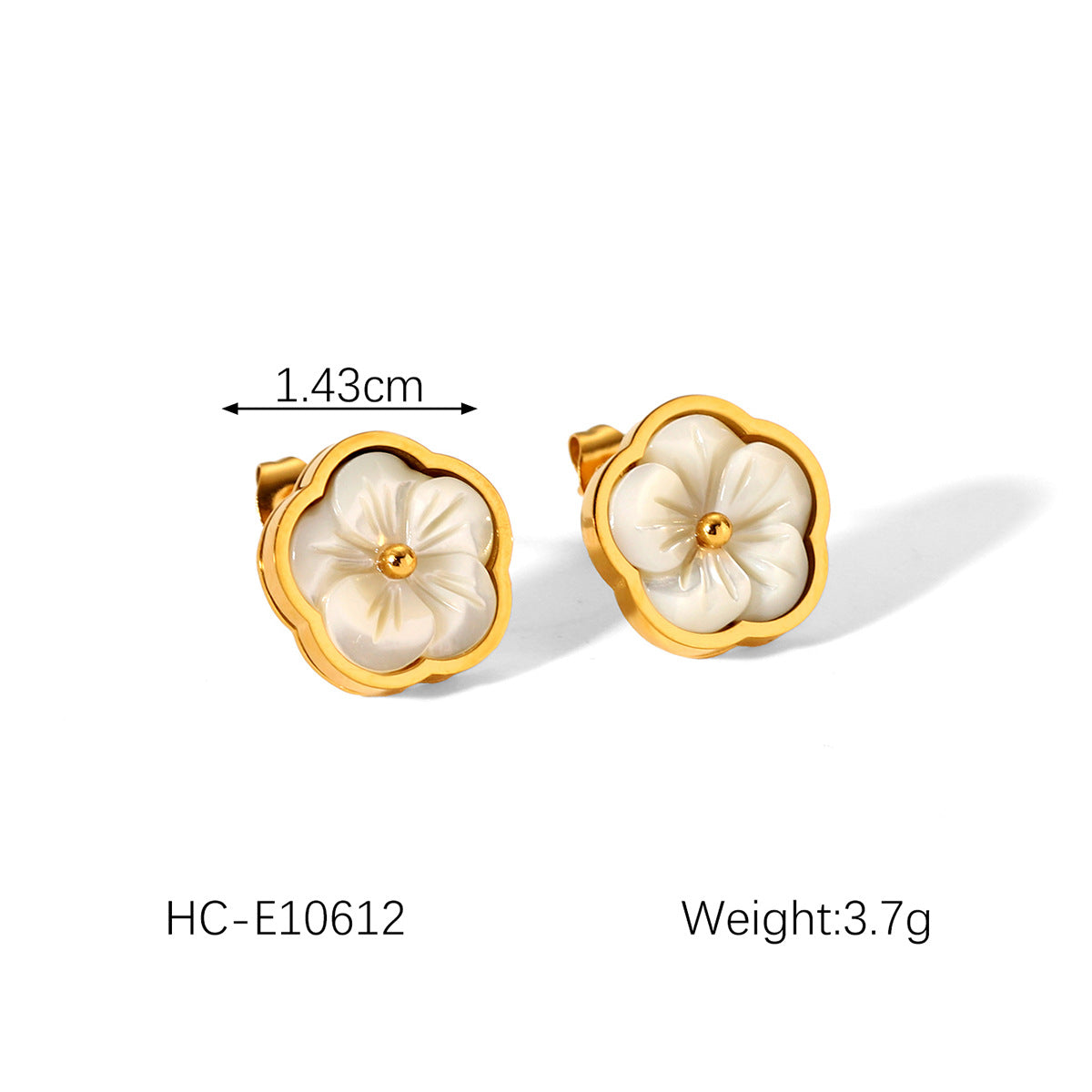 High-end stainless steel earrings with zircon flowers and mother-of-pearl petals pendant for women's necklace and bracelet jewelry