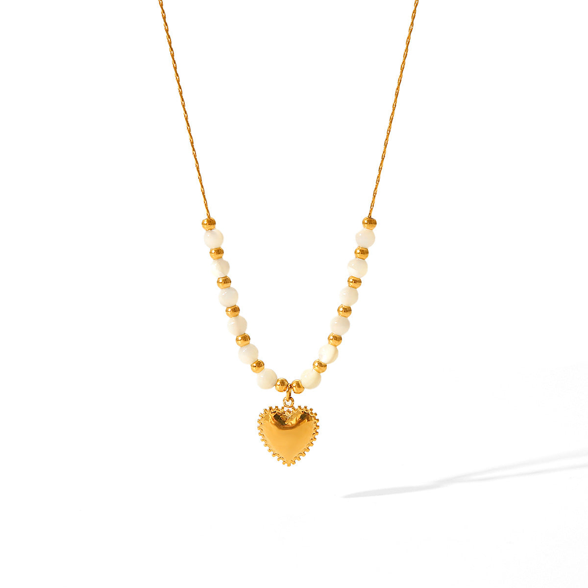 Stainless Steel Bead Heart Pendant Necklace Fashionable Temperament Easy To Match Titanium Steel Necklace Does Not Fade