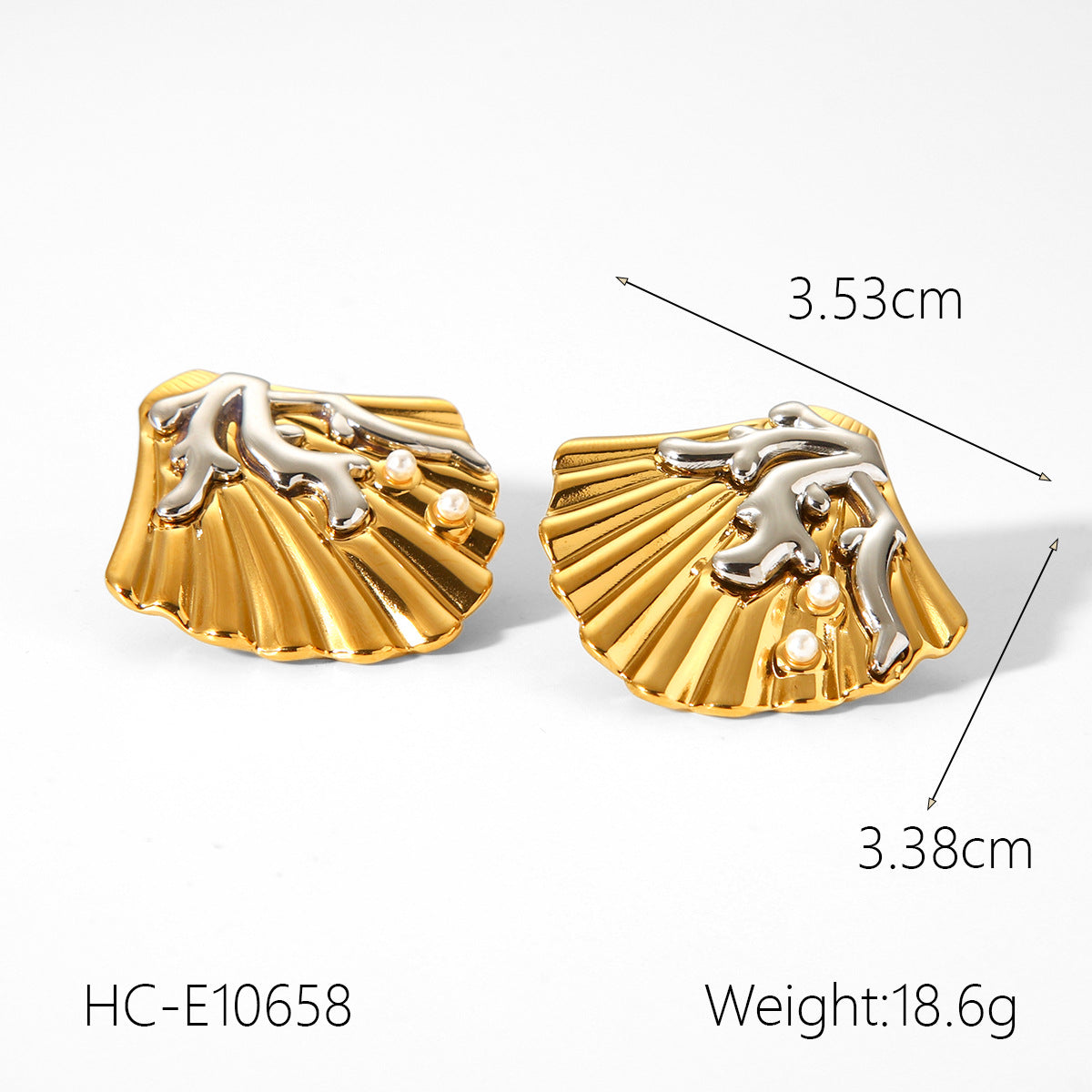 Stainless Steel Earrings, Gold and Silver Color-block, Glossy Geometric Texture, Stud Earrings, Sun-shaped Five-pointed Star Earrings for Women