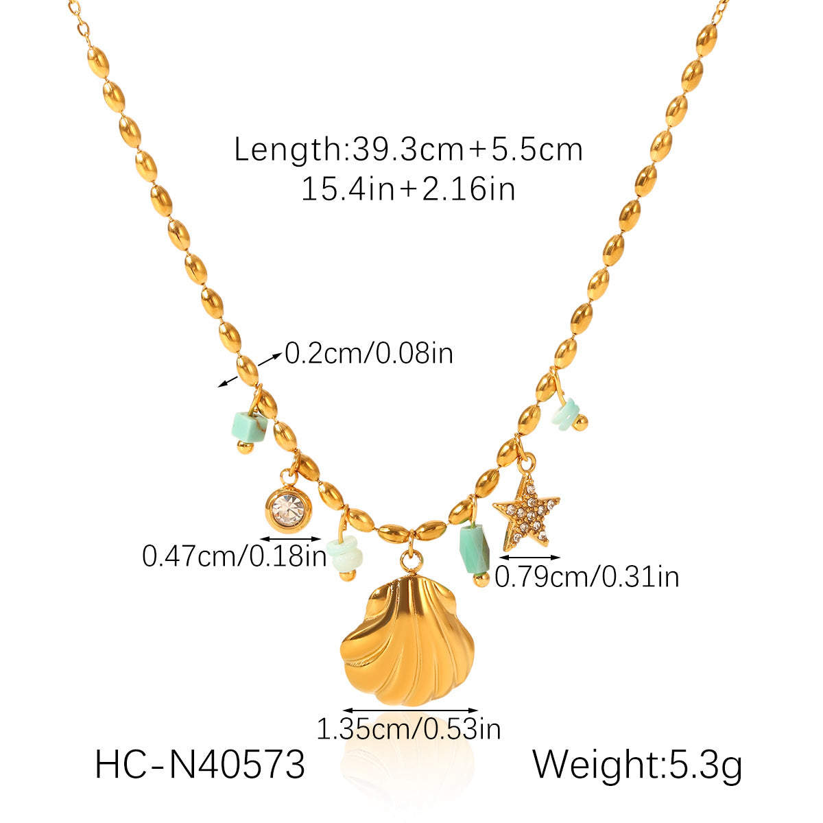 INS Ocean Breeze Stainless Steel Shell Inlaid Diamond Star Milky Way Stone Pendant Necklace Titanium Steel Bracelet for Women