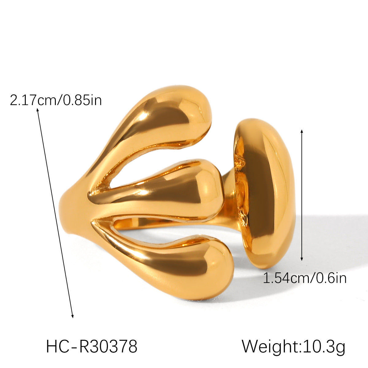 Ins-style Large Glossy 18K Gold Stainless Steel Ring for Women, Featuring Temperament, Titanium Steel, Non-fading, and High-end Hand Jewelry