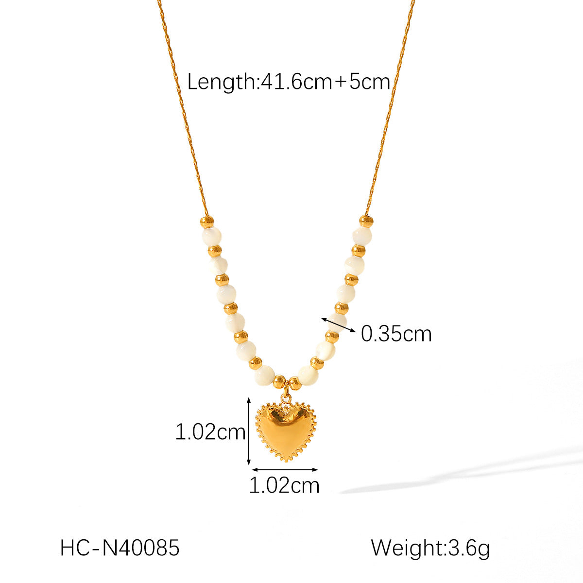 Stainless Steel Bead Heart Pendant Necklace Fashionable Temperament Easy To Match Titanium Steel Necklace Does Not Fade
