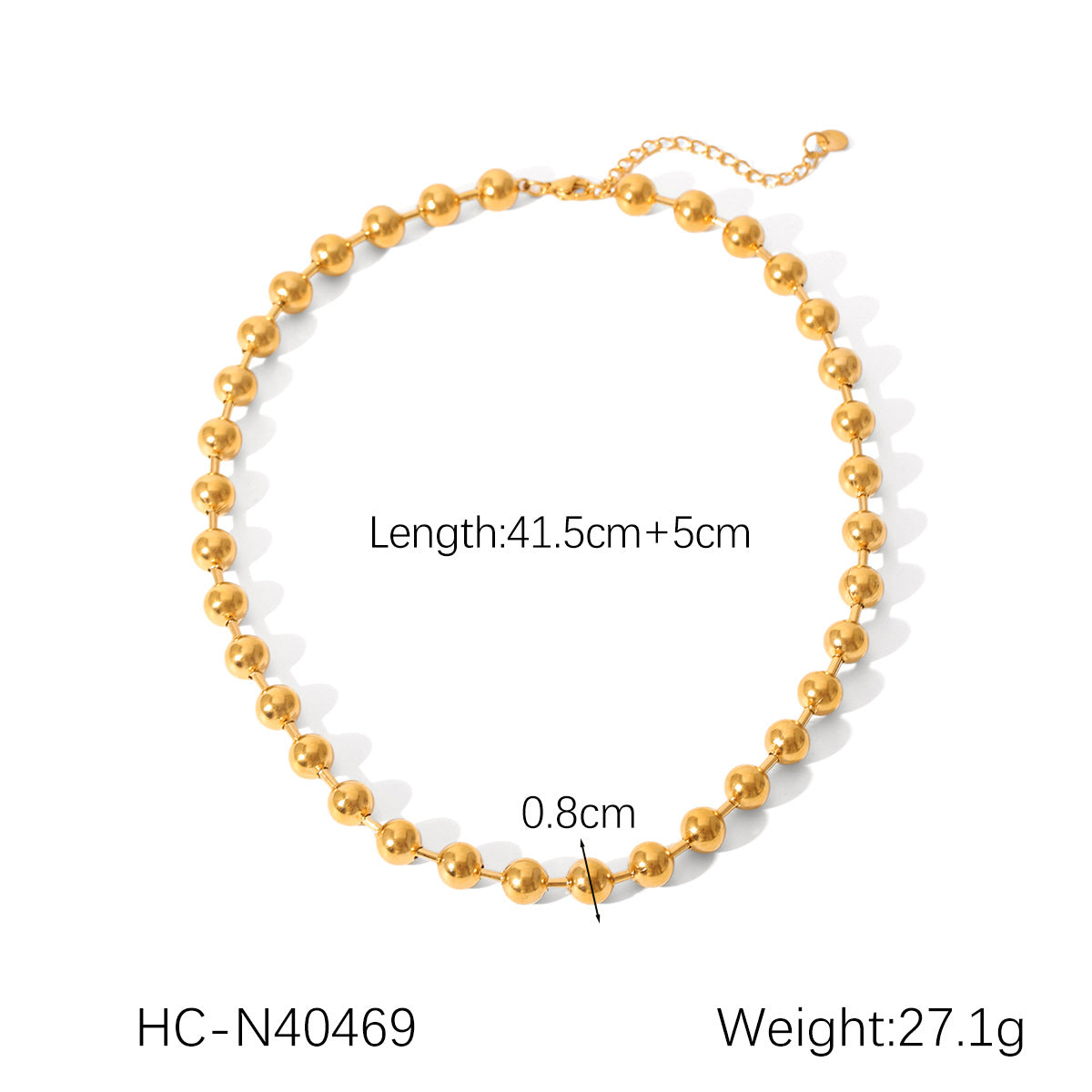 Stainless Steel Bead Chain Necklace and Bracelet for Women, Featuring High-end Titanium Steel Jewelry That Won't Fade