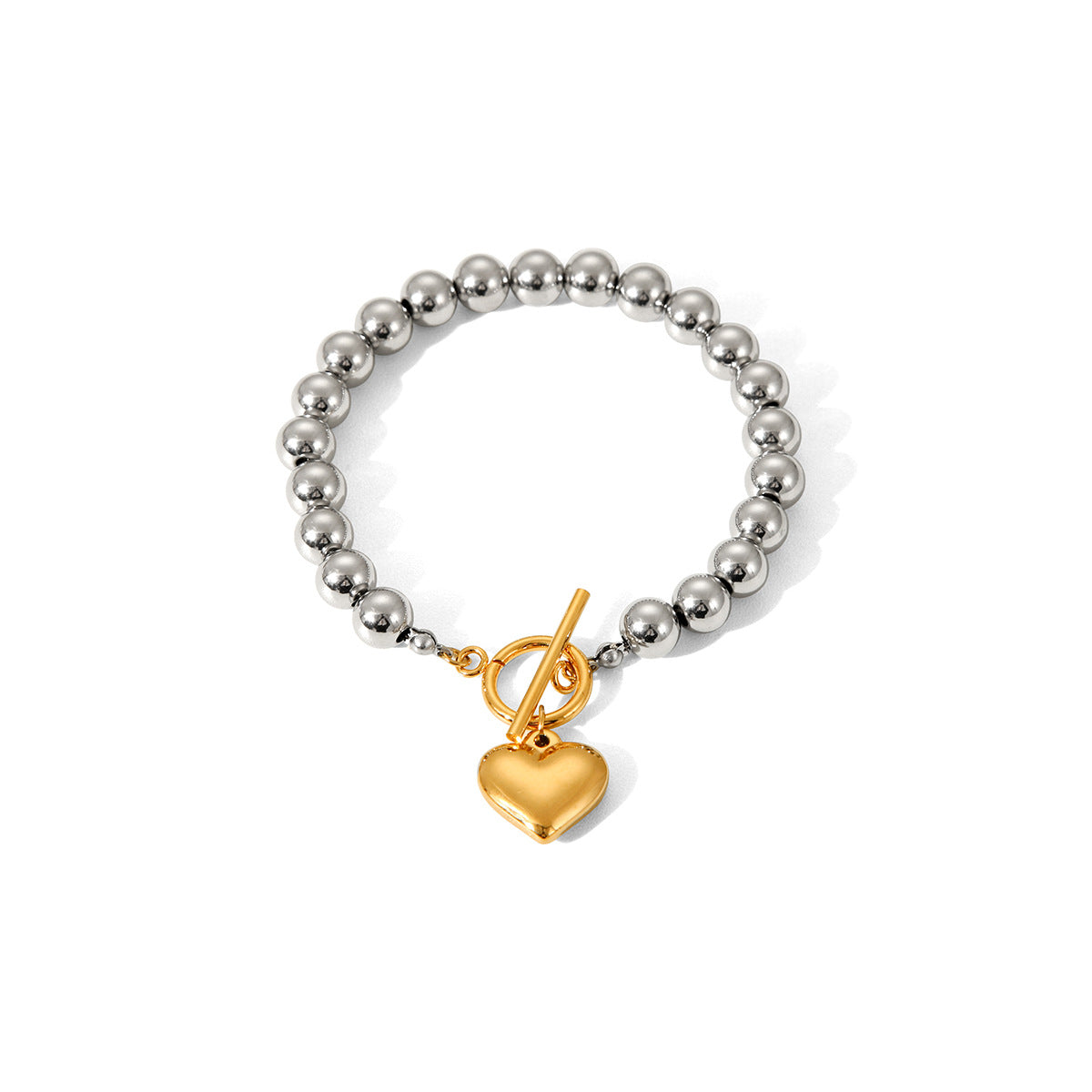 Stainless Steel Modern Peach Heart Bracelet Women's Vintage Classic Heart Bead Chain Titanium Steel Jewelry