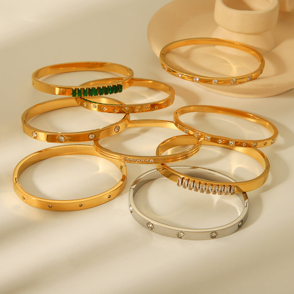 New Stainless Steel Buckle Bracelet for Women, Fashionable and Versatile, Made of Titanium Steel with A High-end Feel, Non-fading, Diamond-encrusted, Ins-inspired