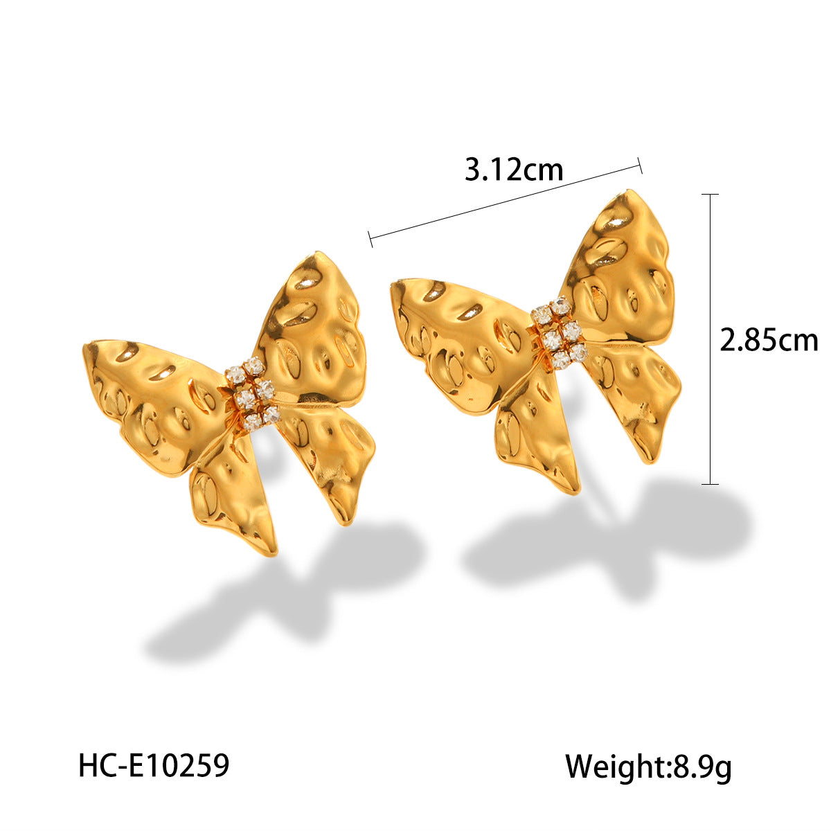 Titanium steel earrings 18K gold stainless steel bowknot drop geometric diamond earrings women's high-end earrings