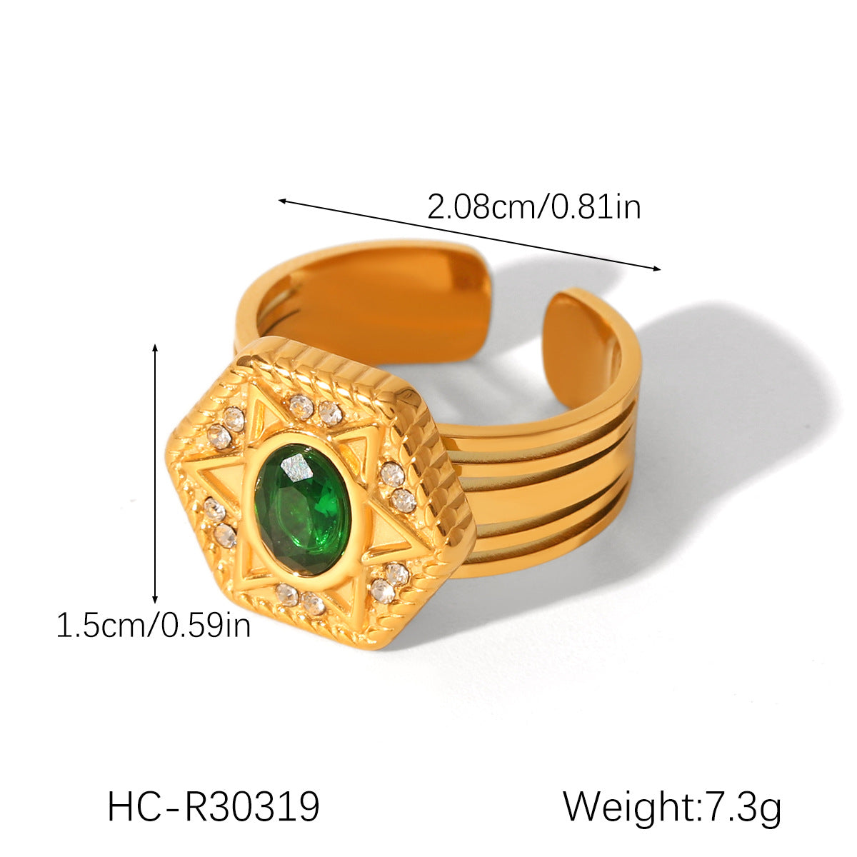 18K Gold Stainless Steel Inlaid Zircon Ring Female Non-fading Ring Ins Wind Titanium Steel Jewelry Casting Ring