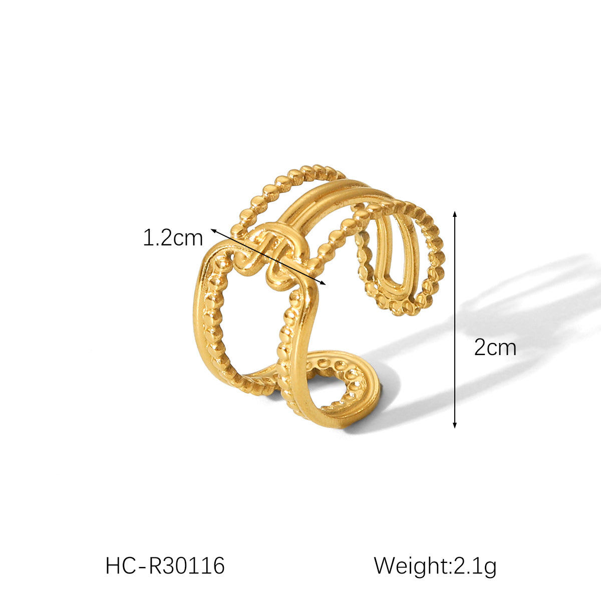 High-end 18K Gold Stainless Steel Open Ring Female Non-fading Ring Titanium Steel Jewelry