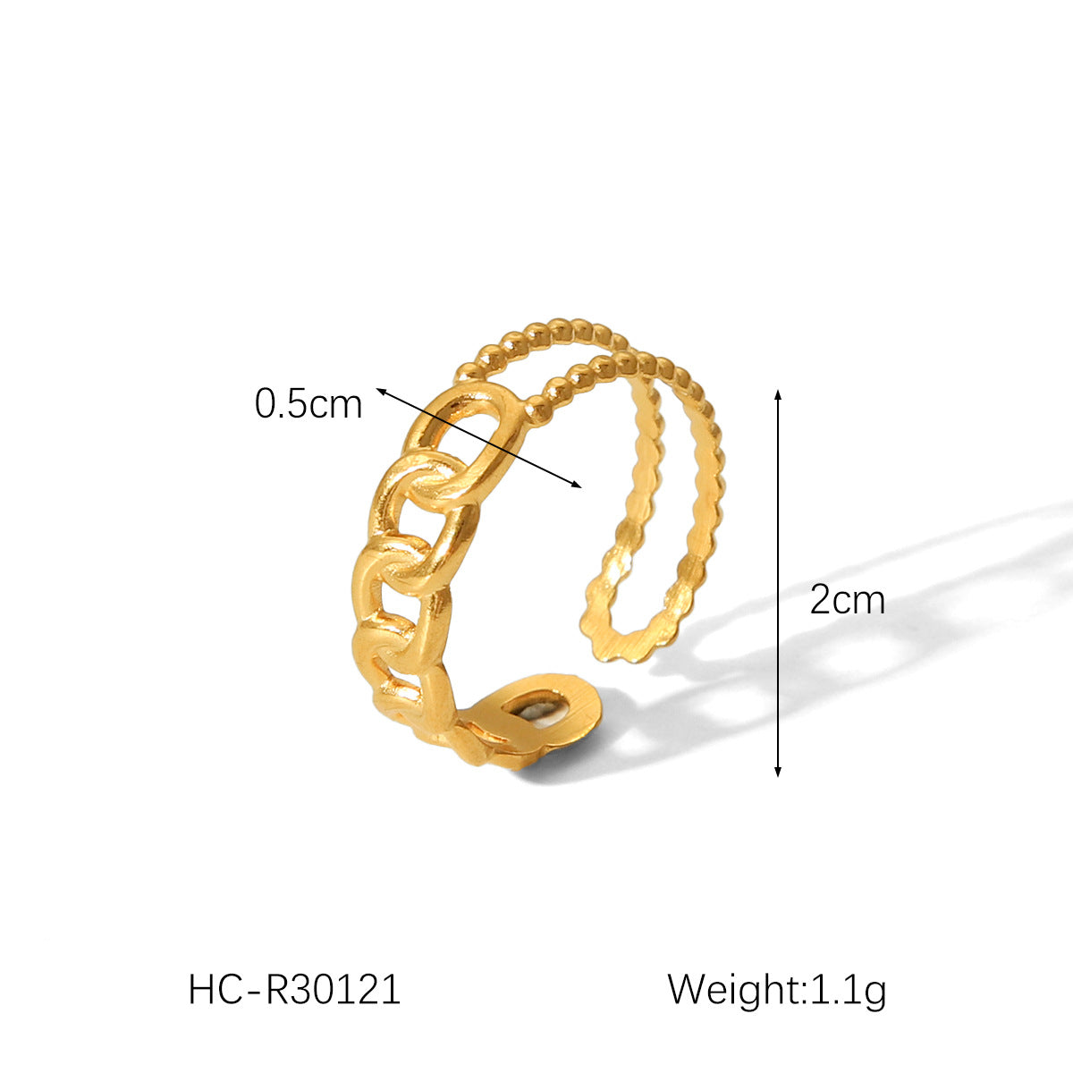 18K Gold Heart Stainless Steel Ring Female Open Ring Niche High-end Titanium Steel Ring Does Not Fade