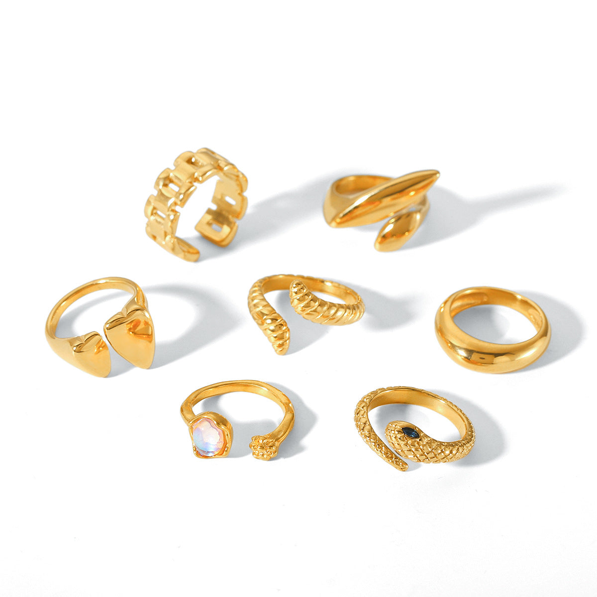 18K Gold Stainless Steel Ring Geometric Smooth Heart-shaped Droplet Fashion Personality Titanium Steel Ring