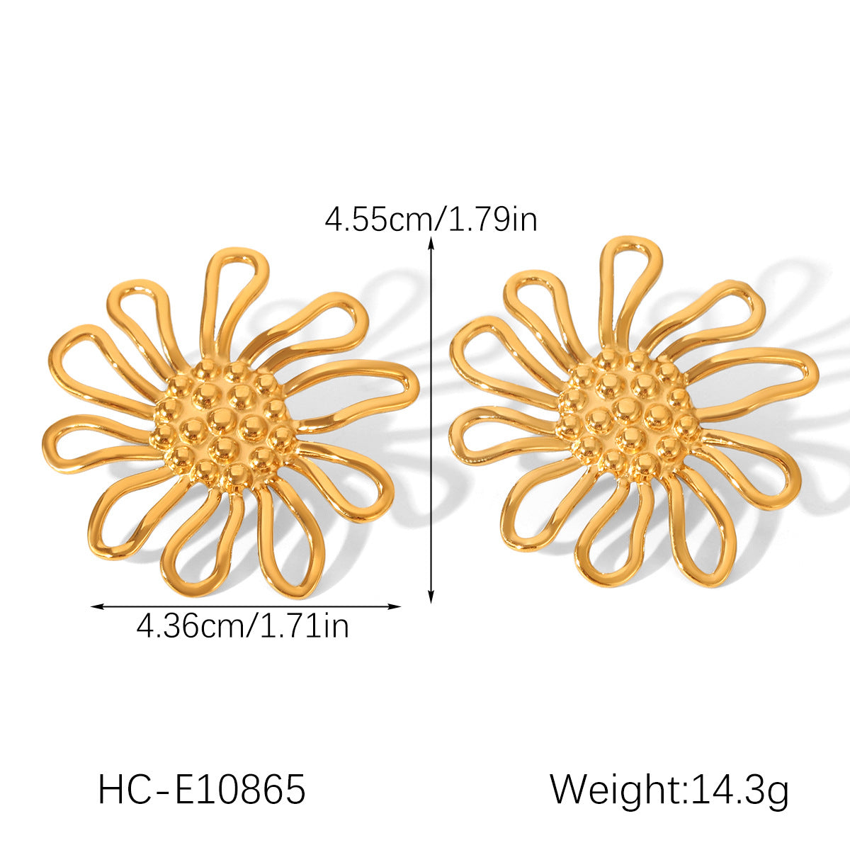Gold and Silver Color-blocked Stainless Steel Five-petaled Flower Earrings, Exuding A Light Luxury and High-end Feel, Made of Titanium Steel Flowers, Ensuring No Fading, Making Them A Perfect Choice for Your Ear Adornment