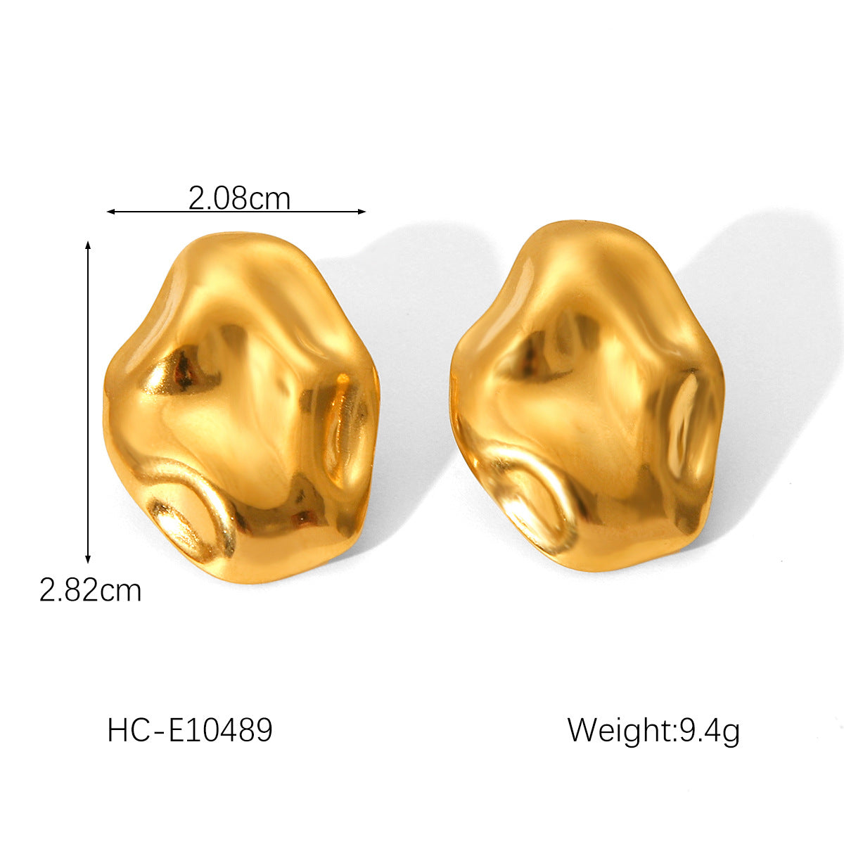 INS-style Popular Pleated Texture Geometric Titanium Steel Earrings, Non-fading, High-end Stainless Steel Earrings for Women