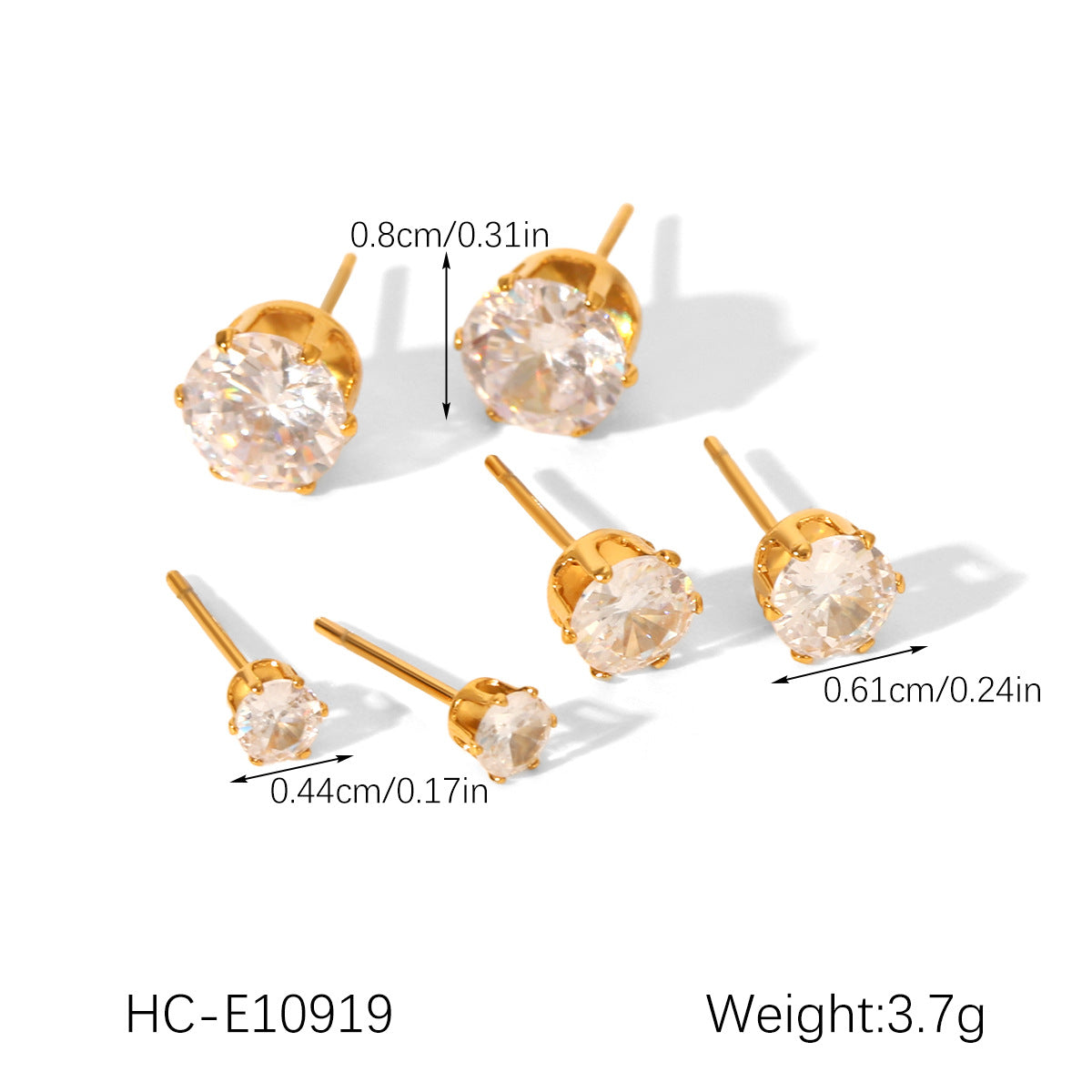 Stainless Steel Jewelry with Zircon Earrings Set, Versatile and High-end Earrings, Titanium Steel Earrings