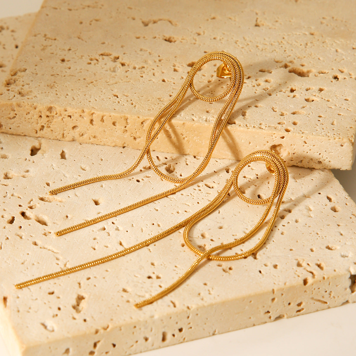 Stainless Steel Fringed Earrings, Light Luxury and High-end Feel, Niche Ear Studs for Women, Non-fading Titanium Steel Jewelry
