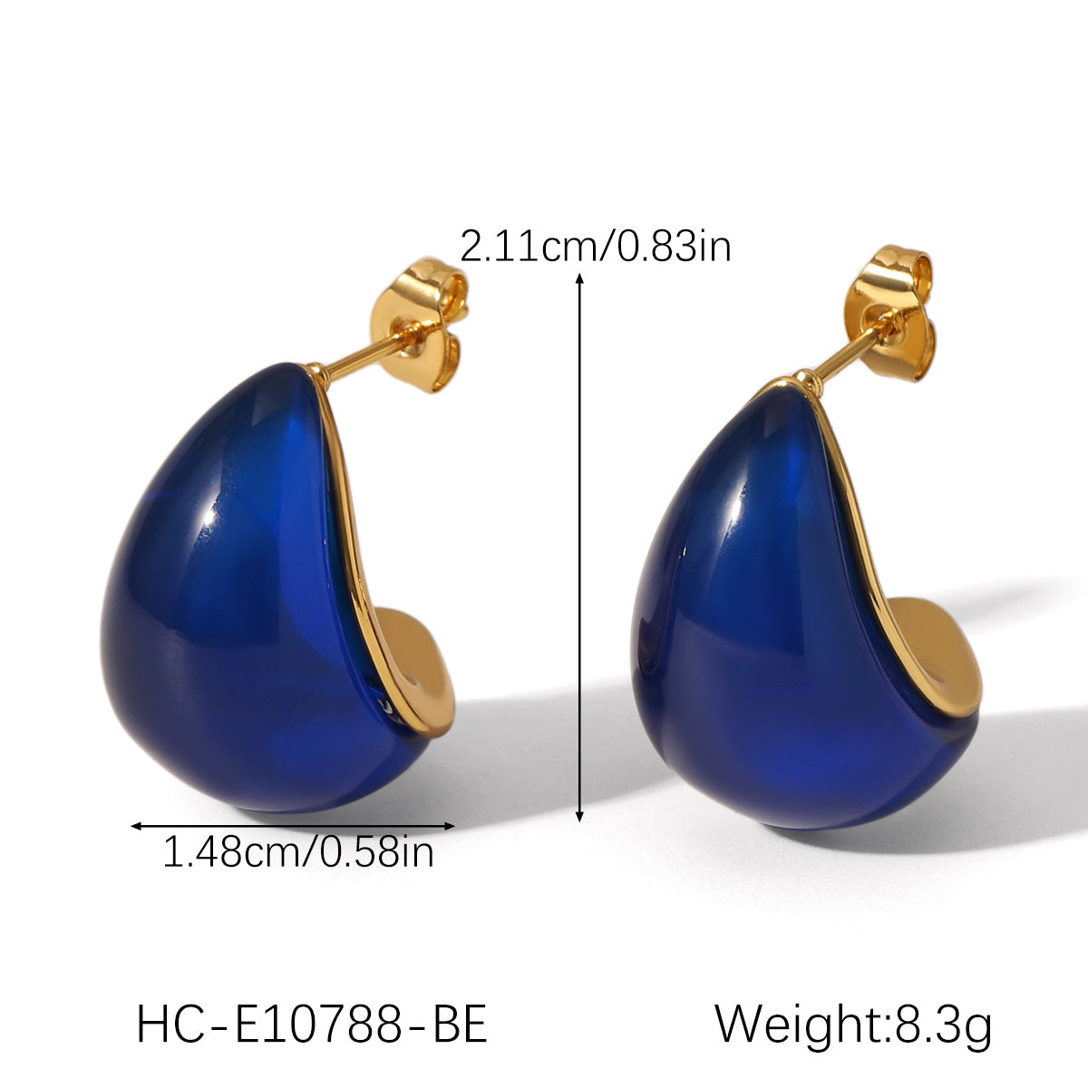 French Vintage Style Resin Drop-shaped Stainless Steel Earrings for Women, High-end Feeling, Non-fading, Titanium Steel Earrings