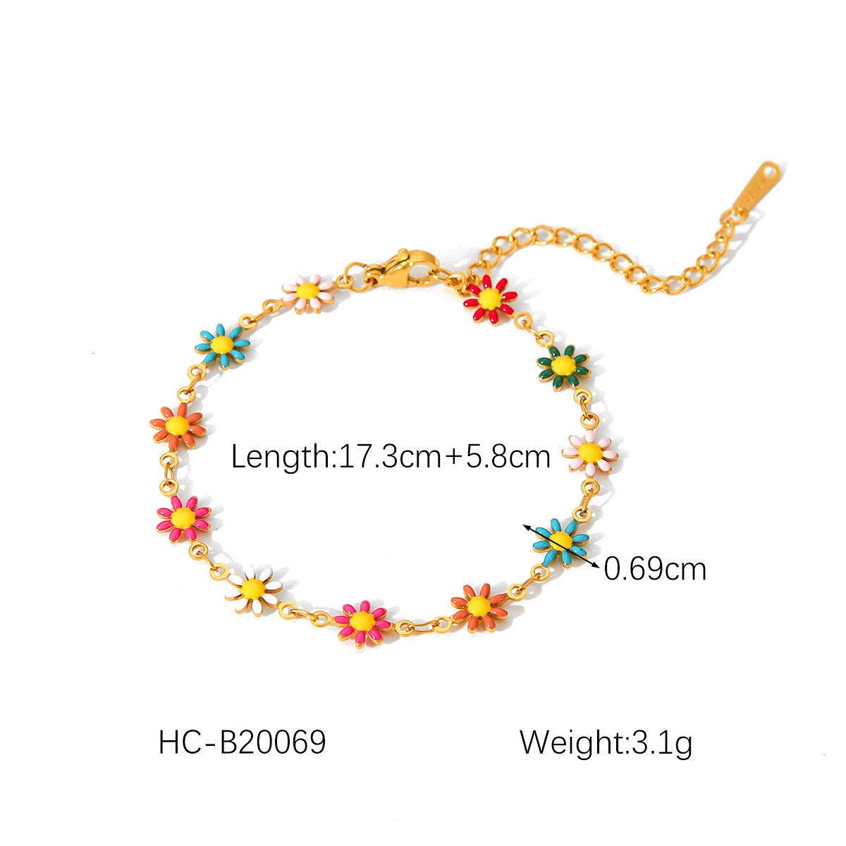 Stainless Steel Drop-oil Daisy Necklace for Women, Versatile Titanium Steel, Non-fading Bracelet Jewelry, Flower Ornament