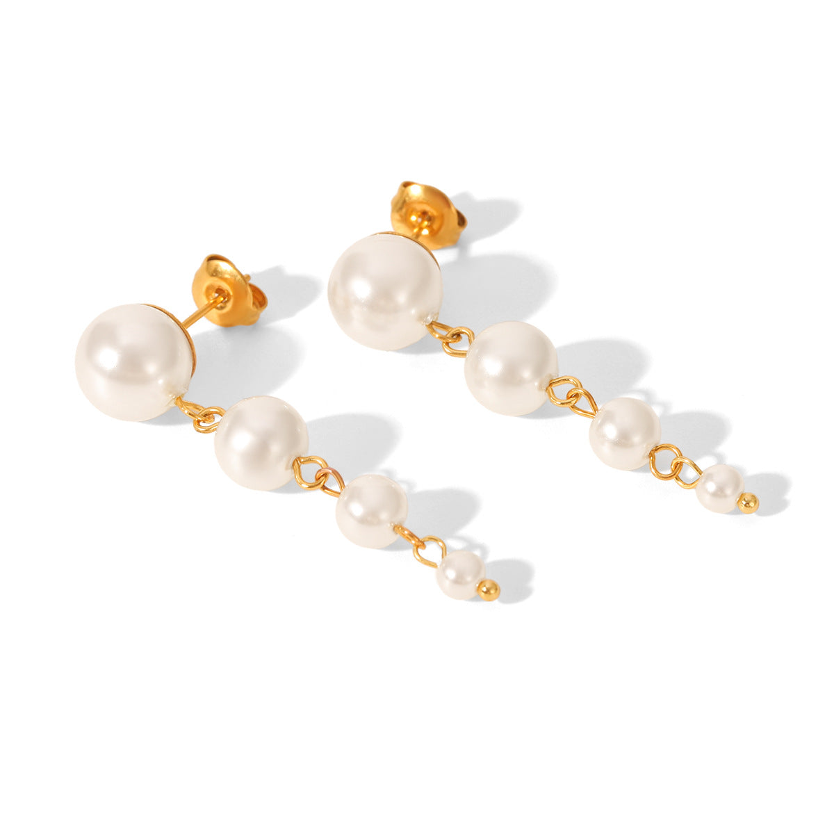 Pearl Earrings Stainless Steel Earrings Ins Titanium Steel Earrings Light Luxury High-end 18k Gold Jewelry