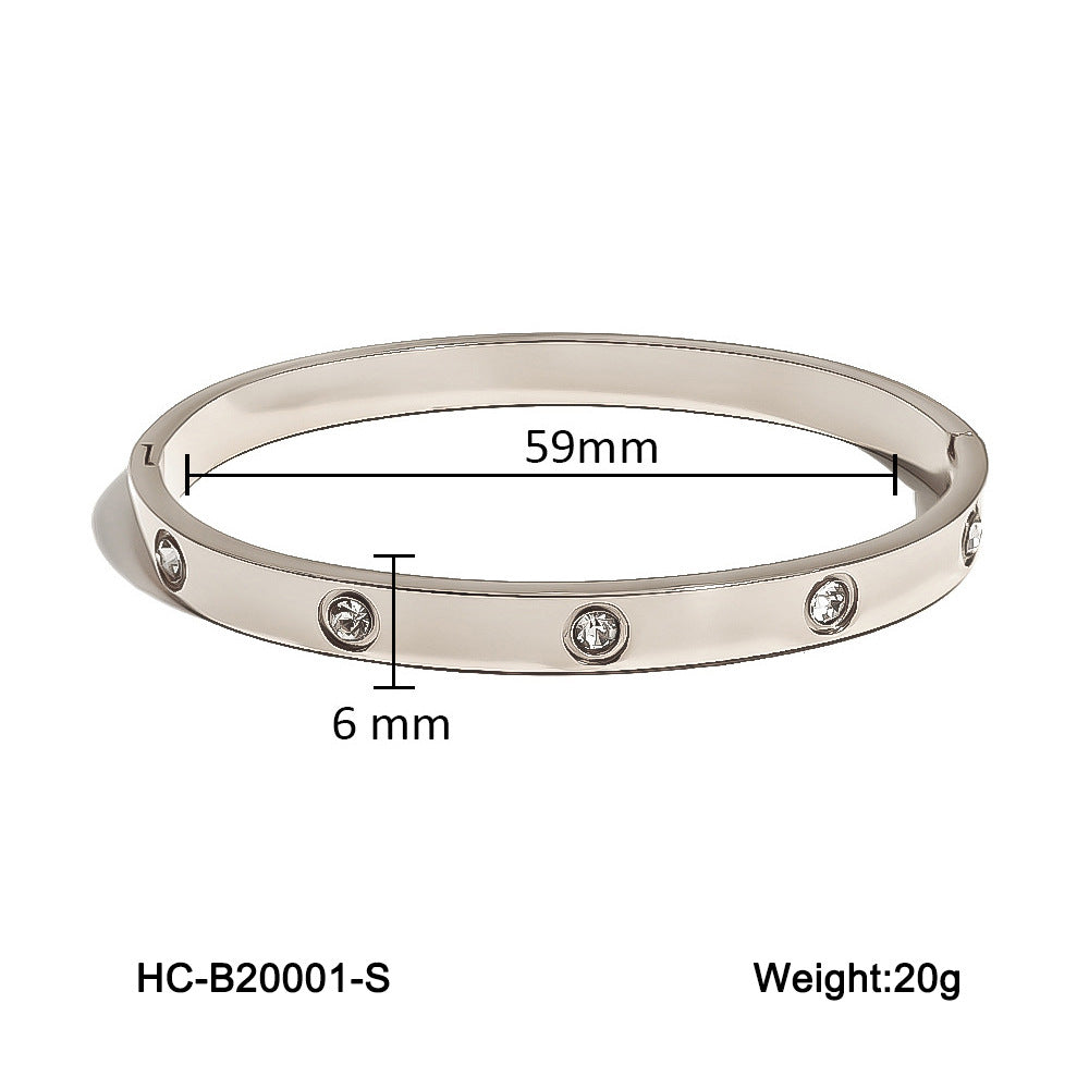New Stainless Steel Buckle Bracelet for Women, Fashionable and Versatile, Made of Titanium Steel with A High-end Feel, Non-fading, Diamond-encrusted, Ins-inspired