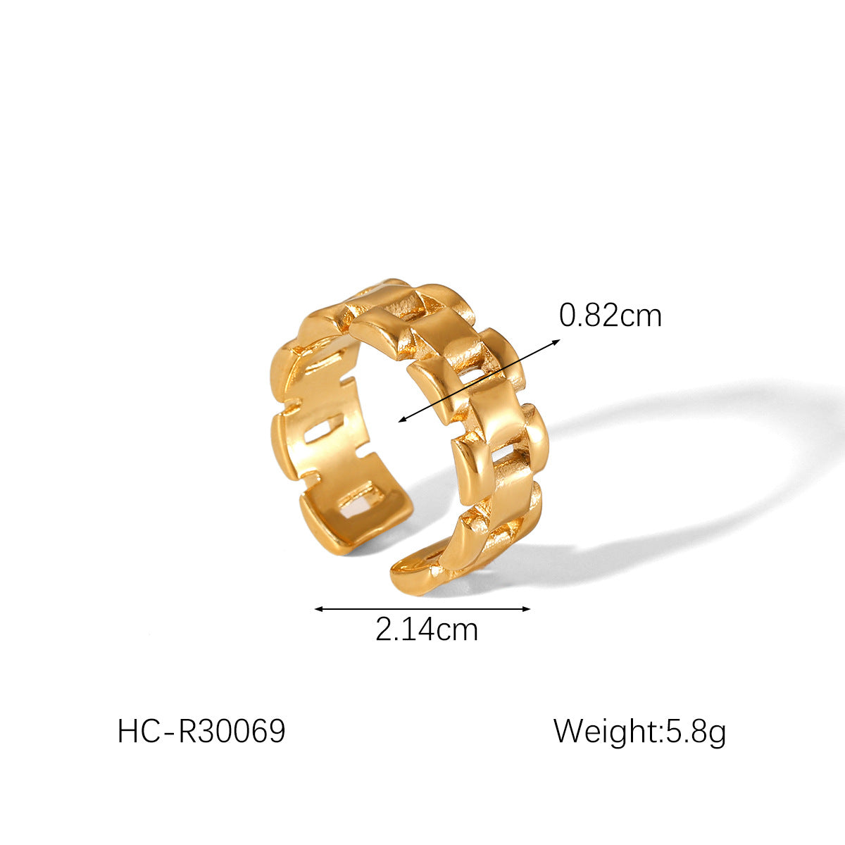 18K Gold Stainless Steel Ring Geometric Smooth Heart-shaped Droplet Fashion Personality Titanium Steel Ring