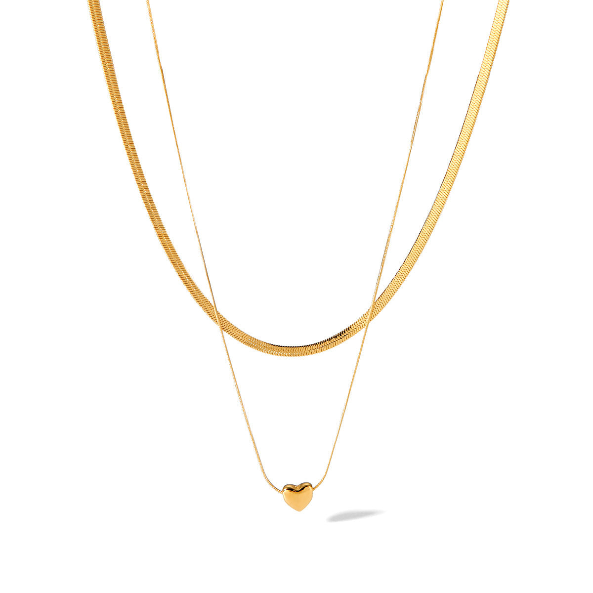 Stainless Steel Double-layer Snake Bone Chain Women's Ins Style Fashion Simple 18k Gold Blade Chain High-end Necklace