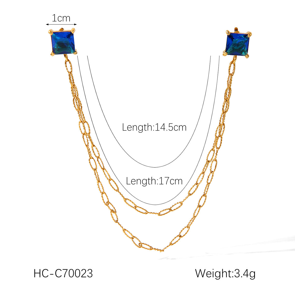 New Stainless Steel Diamond Inlaid Natural Stone Geometric Heart-shaped Collar, Needle Chain, Brooch Collar, Clothing Accessories
