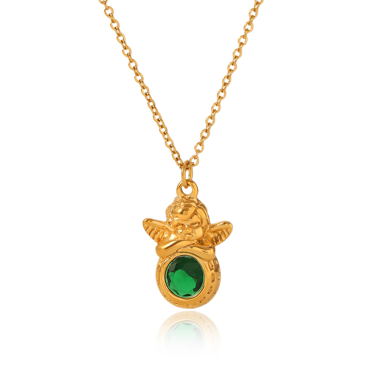 18K Gold Stainless Steel Angel Zircon Necklace, Ins-style Niche Design, Titanium Steel Necklace, High-end Clavicle Chain