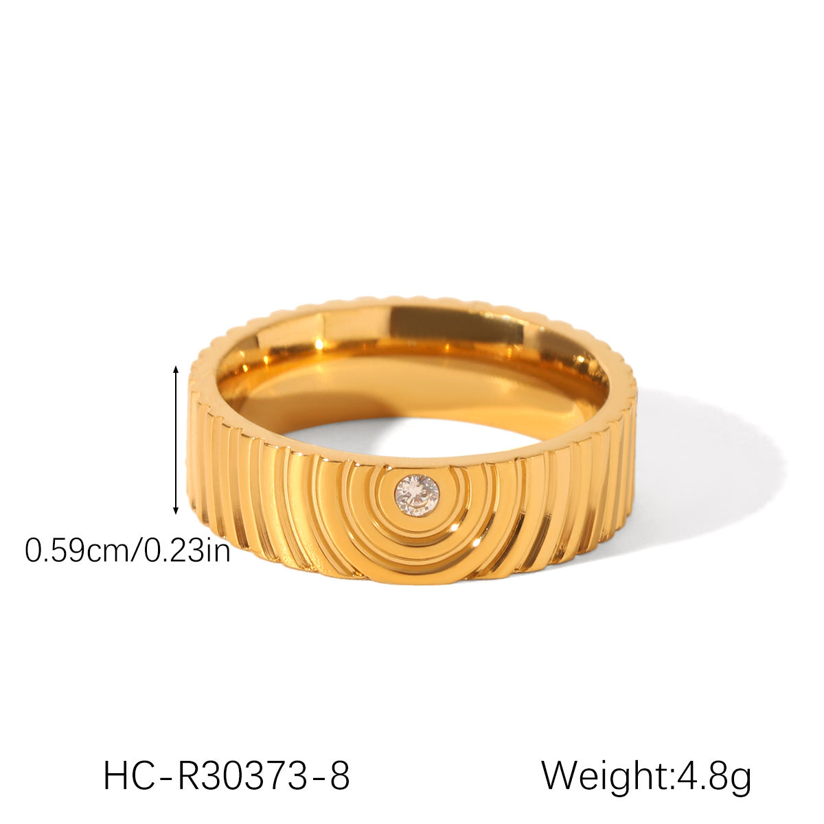 18K Gold Stainless Steel Open Ring Inlaid with Zircon, High-end, Non-fading, Finger Ring, Titanium Steel Jewelry