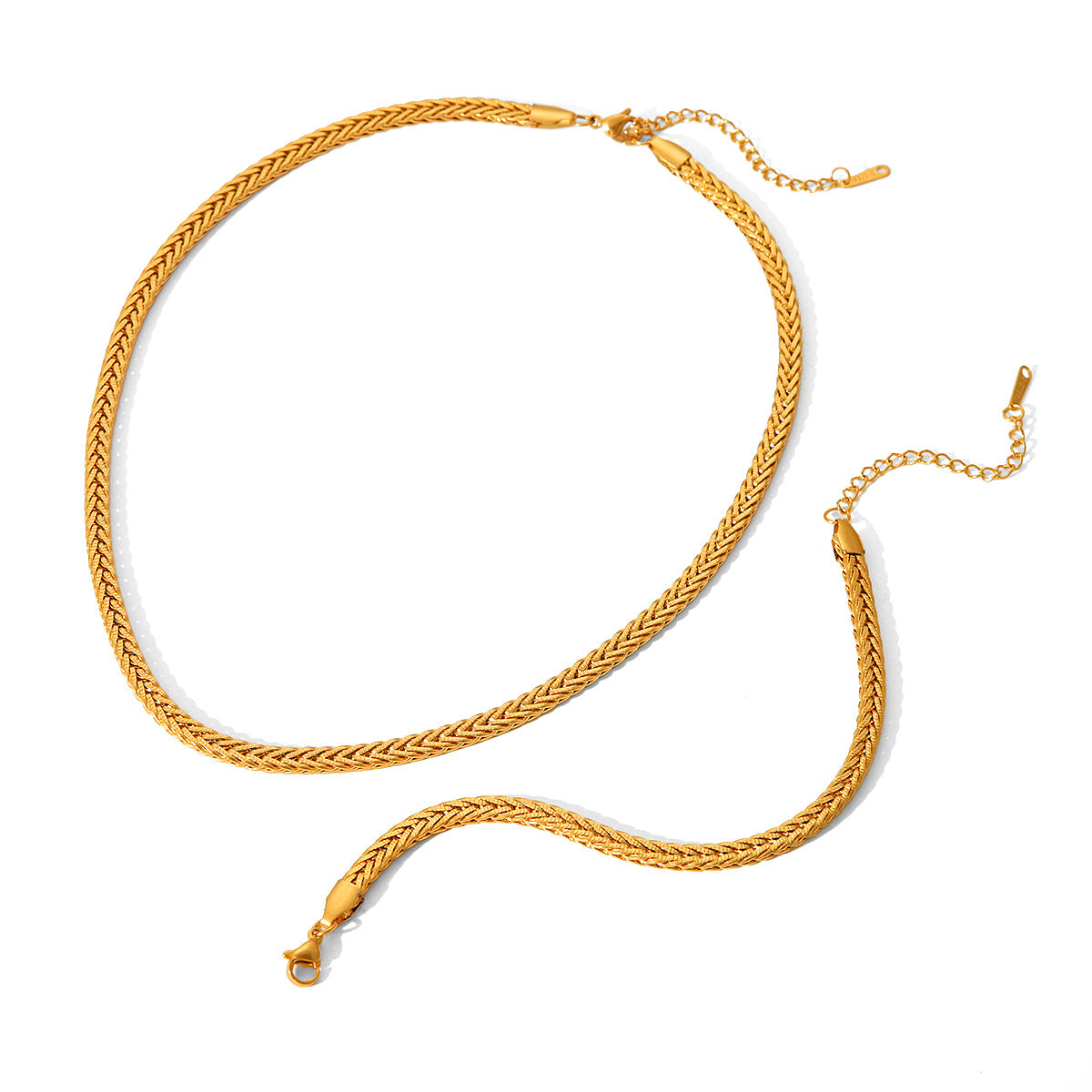 Titanium steel bracelet 18K gold woven chain stainless steel necklace women's non-fading bracelet