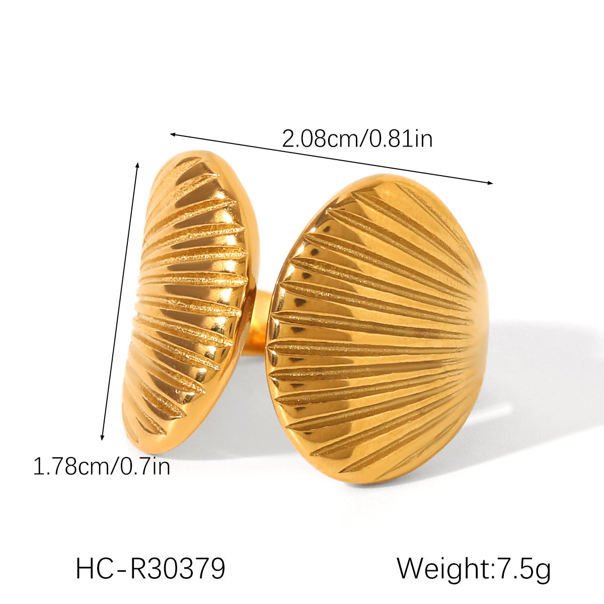 Ins-style Large Glossy 18K Gold Stainless Steel Ring for Women, Featuring Temperament, Titanium Steel, Non-fading, and High-end Hand Jewelry