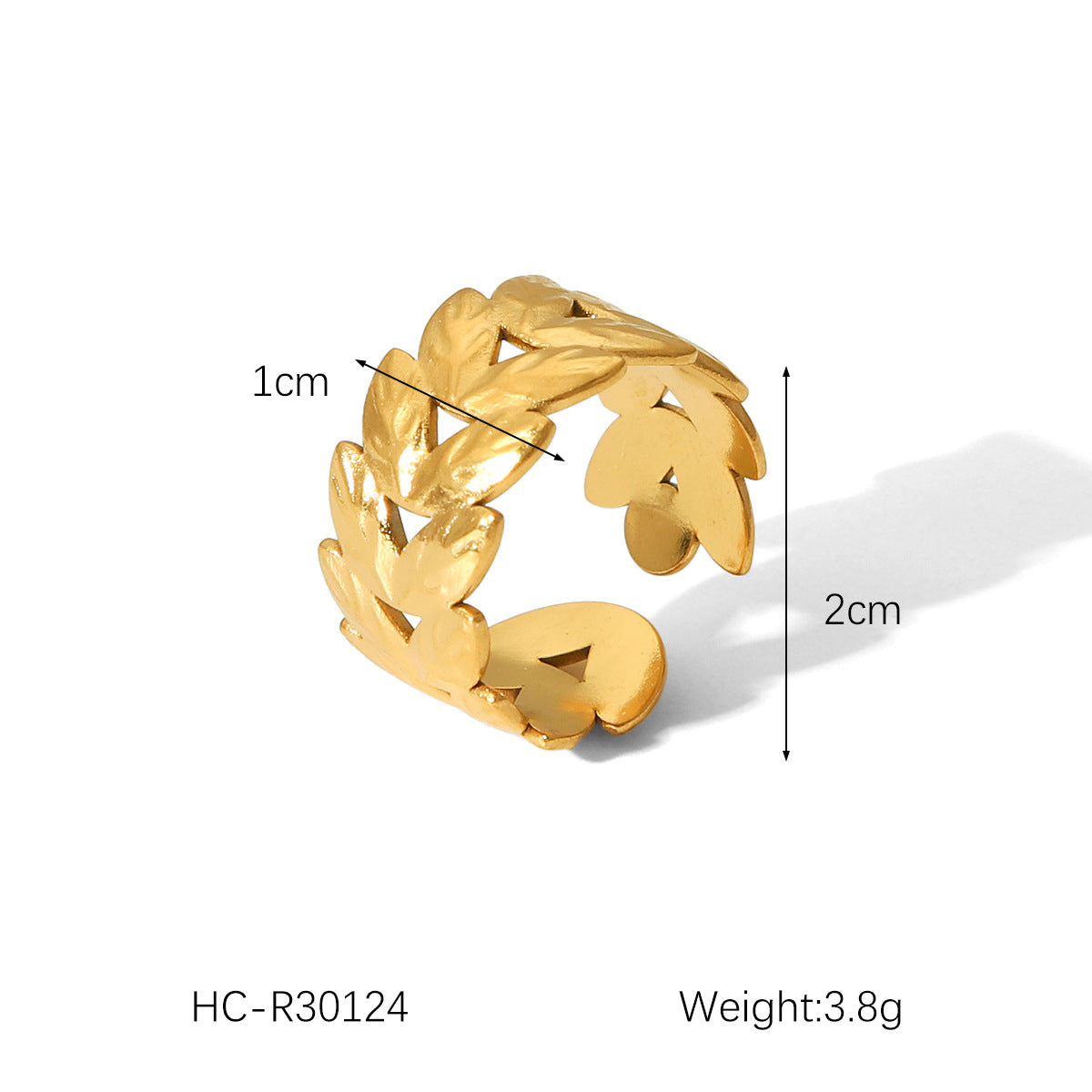 18K Gold Heart Stainless Steel Ring Female Open Ring Niche High-end Titanium Steel Ring Does Not Fade