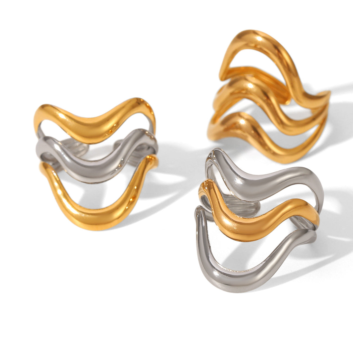 Color-blocked Ring Made of Titanium Steel, Non-fading, Niche Design, Stainless Steel Band, Simple and Versatile Jewelry