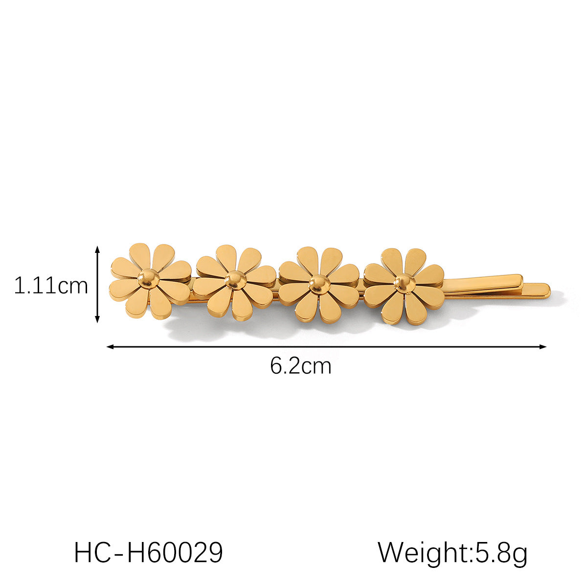 Stainless Steel Headwear Pearl Hairpin Ins Ocean Style Bang Clip 18K Gold Titanium Steel Flower Straight Clip