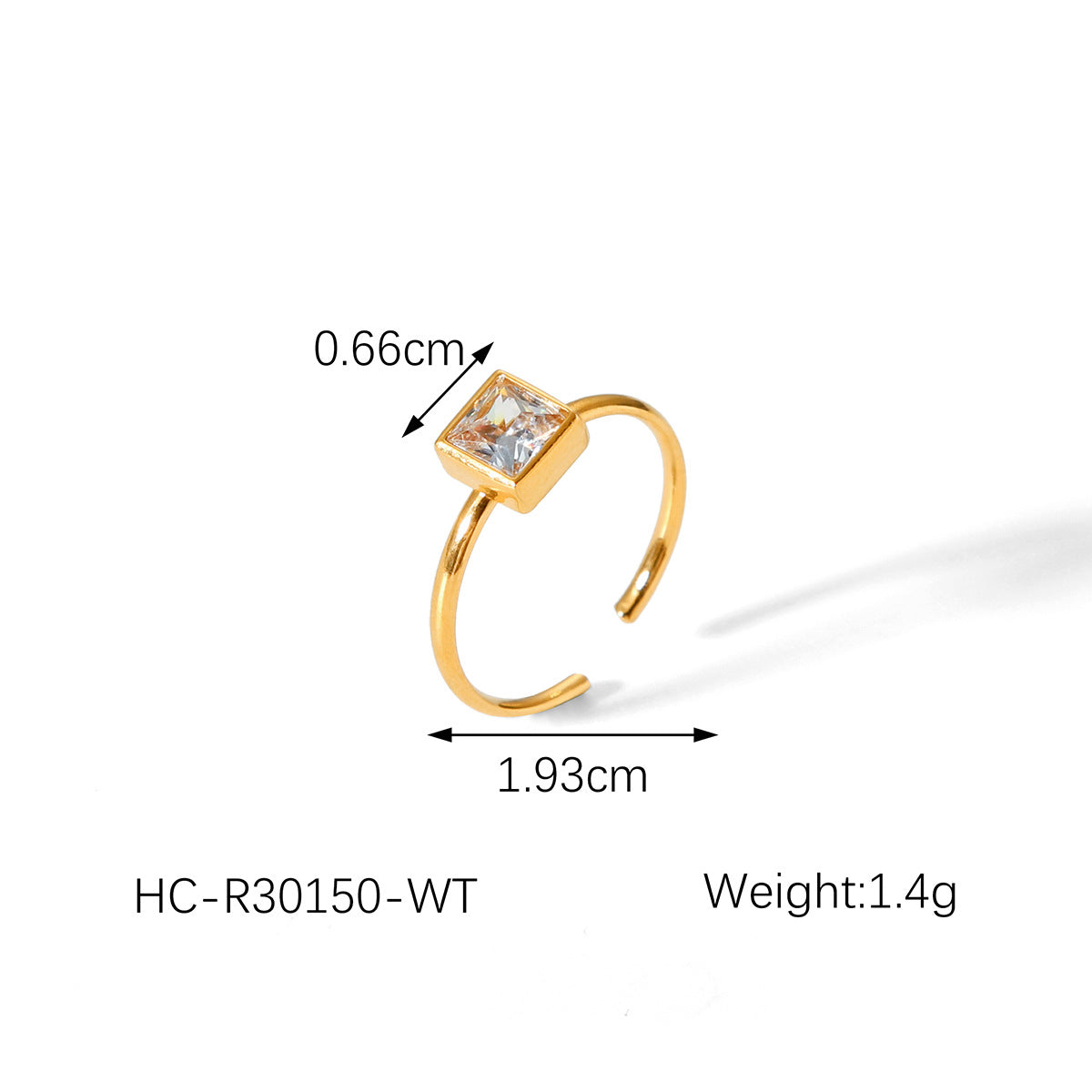 Titanium Steel Ring Female Niche Light Luxury High-grade Stainless Steel Plated 18k Gold Inlaid Square Zircon Ring Female