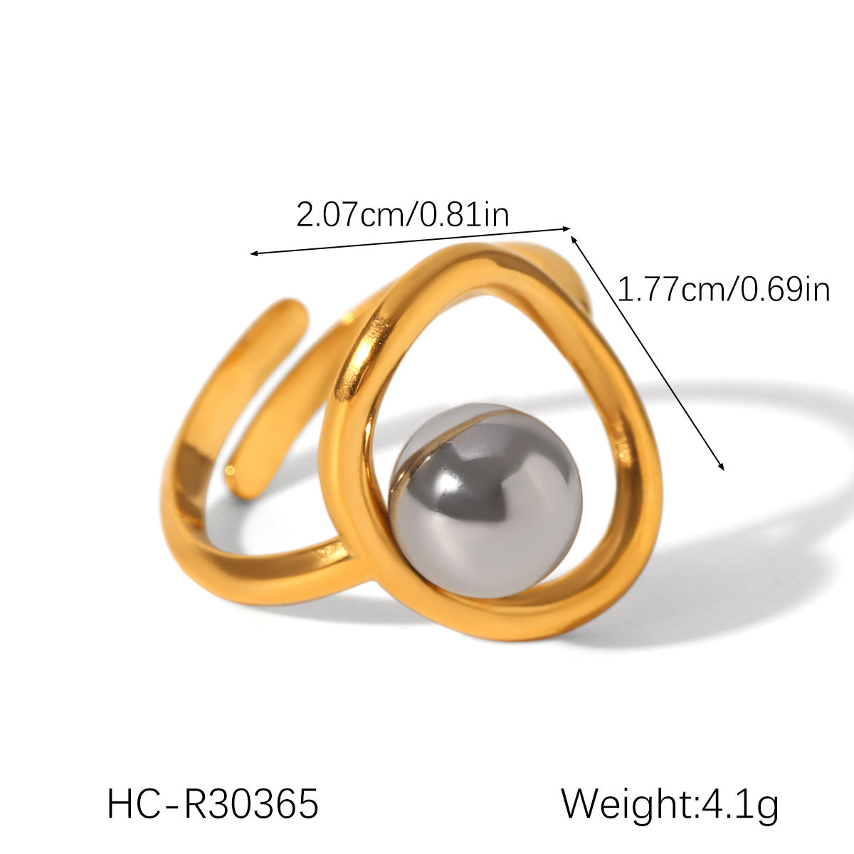 Ins-style Exaggerated Personality Stainless Steel 18K Gold-plated Ring for Women, Titanium Steel, Non-fading, High-end Hand Jewelry