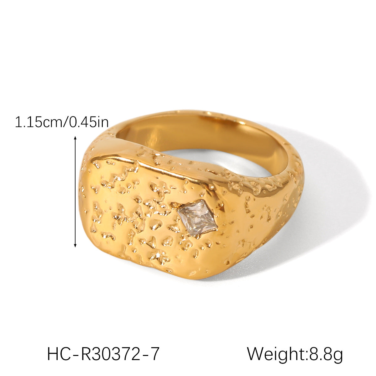 18K Gold Stainless Steel Open Ring Inlaid with Zircon, High-end, Non-fading, Finger Ring, Titanium Steel Jewelry