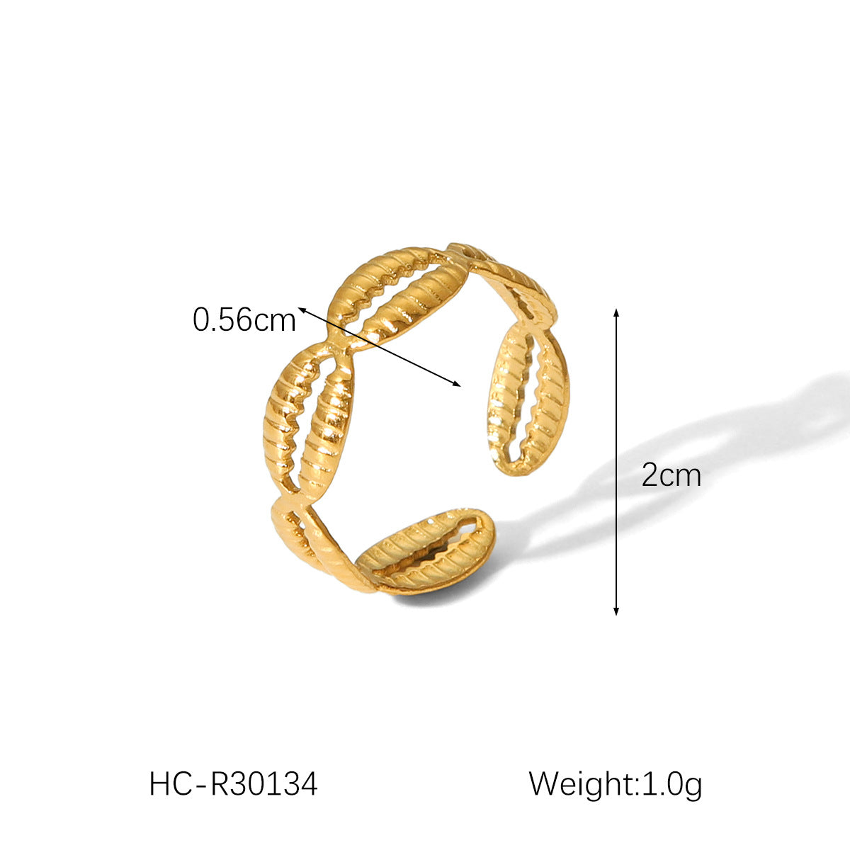 18K Gold Heart Stainless Steel Ring Female Open Ring Niche High-end Titanium Steel Ring Does Not Fade