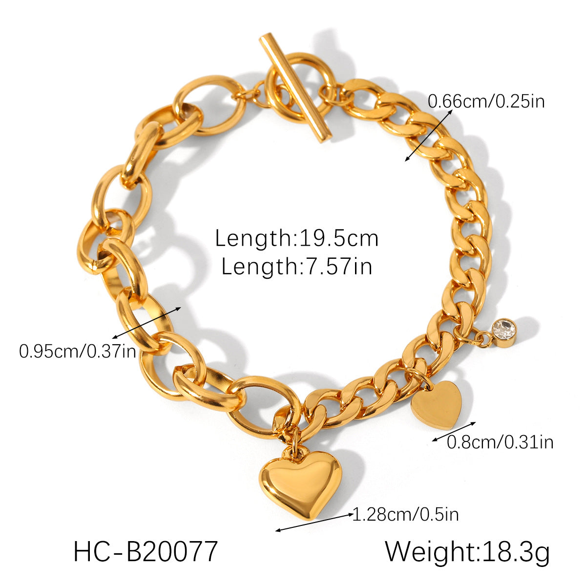 OT Buckle Heart-shaped Pendant Stainless Steel Bracelet for Women, Non-fading, High-end Feel, Heart-shaped Jewelry, Titanium Steel Accessory