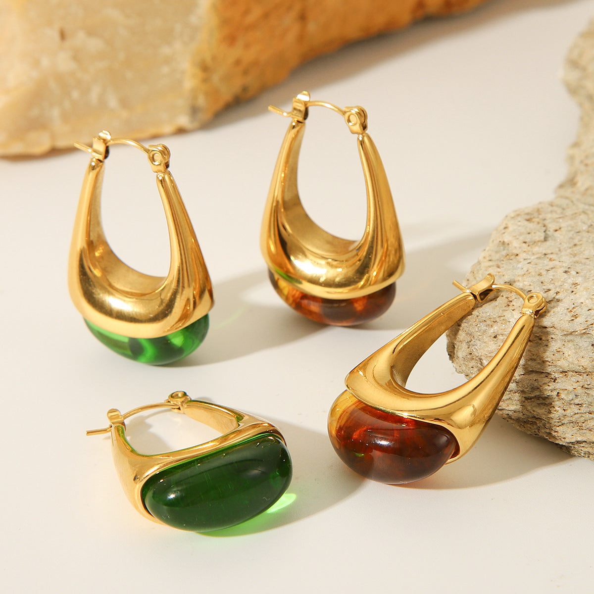 Vintage Titanium Steel Earrings Drop-shaped Ear Buckle Niche Design Sense Fashionable Easy-matching Stainless Steel Jewelry