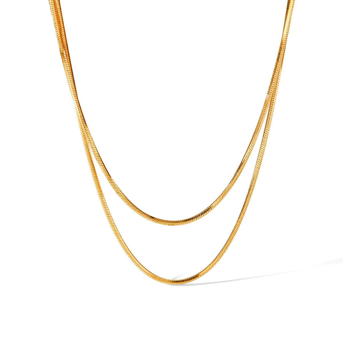 Double-layer 18K Gold Titanium Steel Sweater Chain Snake Bone Chain Stainless Steel Necklace Women's High-end Necklace
