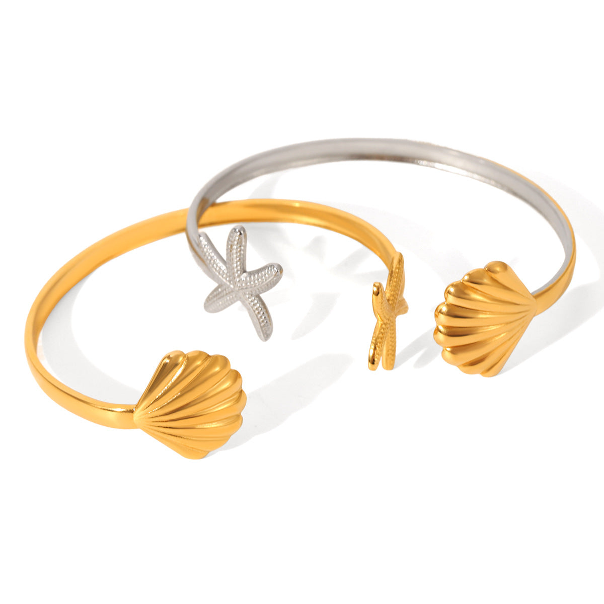 Stainless steel jewelry starfish shell opening bracelet women's high-end ocean style titanium steel bracelet