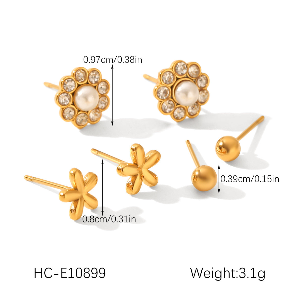 Stainless Steel Jewelry with Zircon Earrings Set, Versatile and High-end Earrings, Titanium Steel Earrings