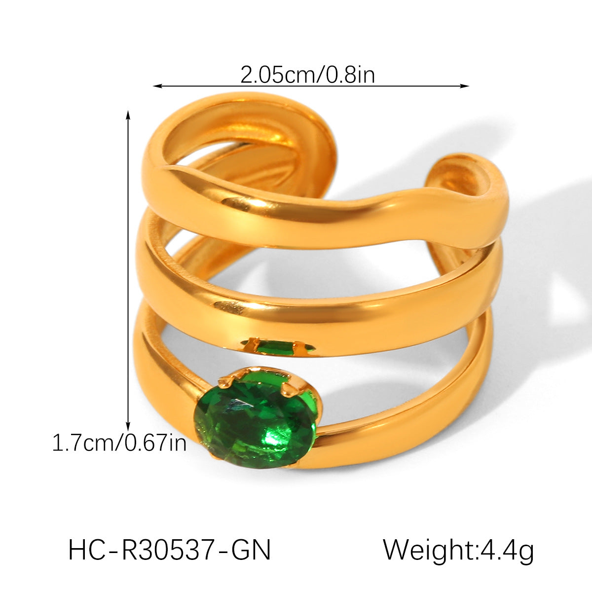Geometric Stainless Steel Jewelry with Zircon Ring, Titanium Steel, Non-fading, Open-end Ring, High-end Feel Finger Ring